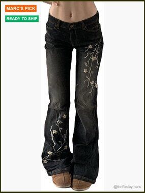Low Rise Bootcut Jeans Wide Leg Flare Stretch Polyester Pants